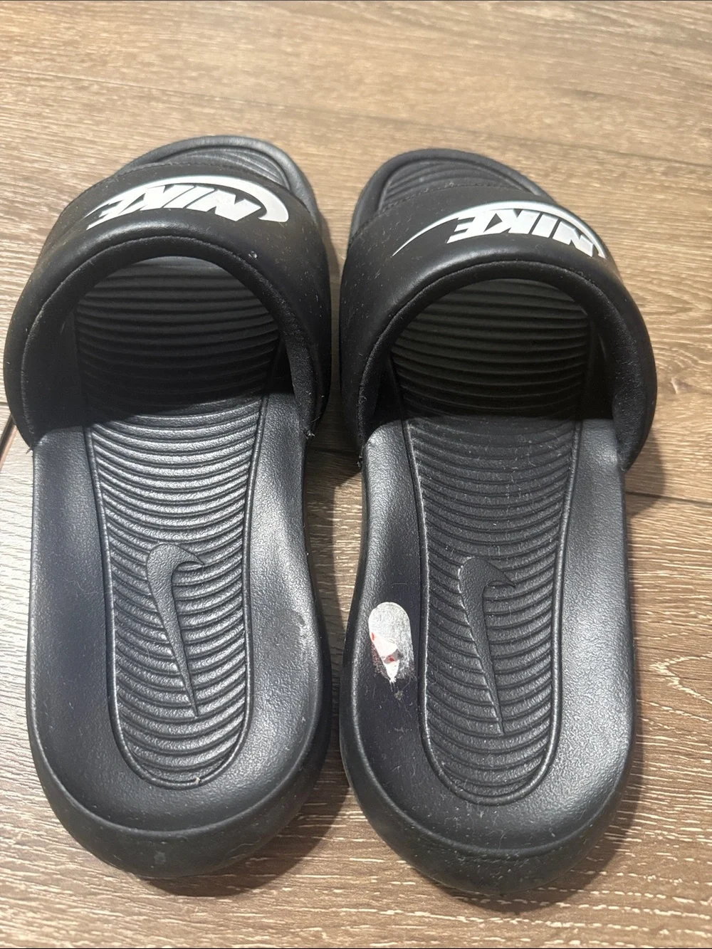 Nike Black Slide Sandals with White Logo